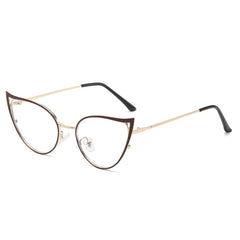 Cat Eye Anti Light Glasses Hollow Out Metal Spectacles Frame