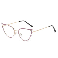 Cat Eye Anti Light Glasses Hollow Out Metal Spectacles Frame
