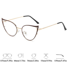Cat Eye Anti Light Glasses Hollow Out Metal Spectacles Frame