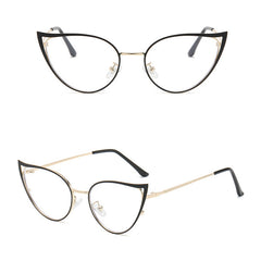 Cat Eye Anti Light Glasses Hollow Out Metal Spectacles Frame
