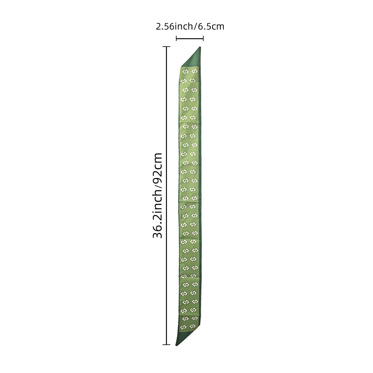 Green Printed Twilly Scarf Long Ribbon Skinny Scarf Neck Tie Women Hair Ribbon