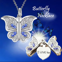 Butterfly Necklace I Love YOU Zircon Pendant Charm Jewelry
