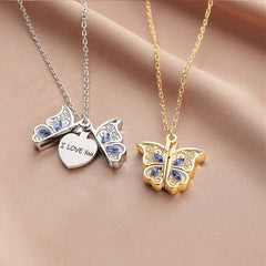 Butterfly Necklace I Love YOU Zircon Pendant Charm Jewelry
