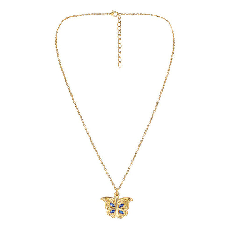 Butterfly Necklace I Love YOU Zircon Pendant Charm Jewelry