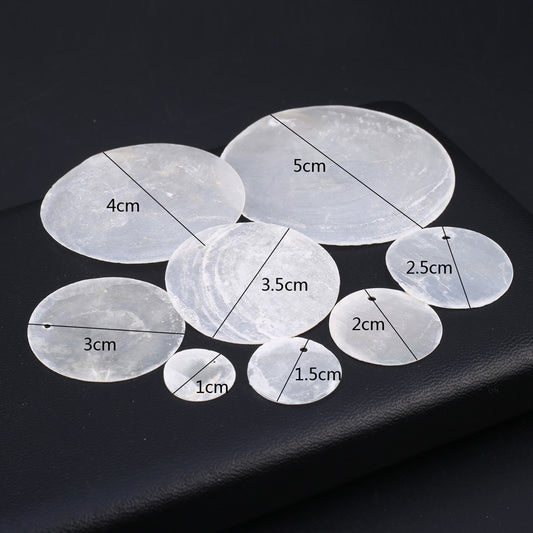 20pcs Mother Of Pearl Shell Beads Matte Transparent Round Coin for DIY Jewelry