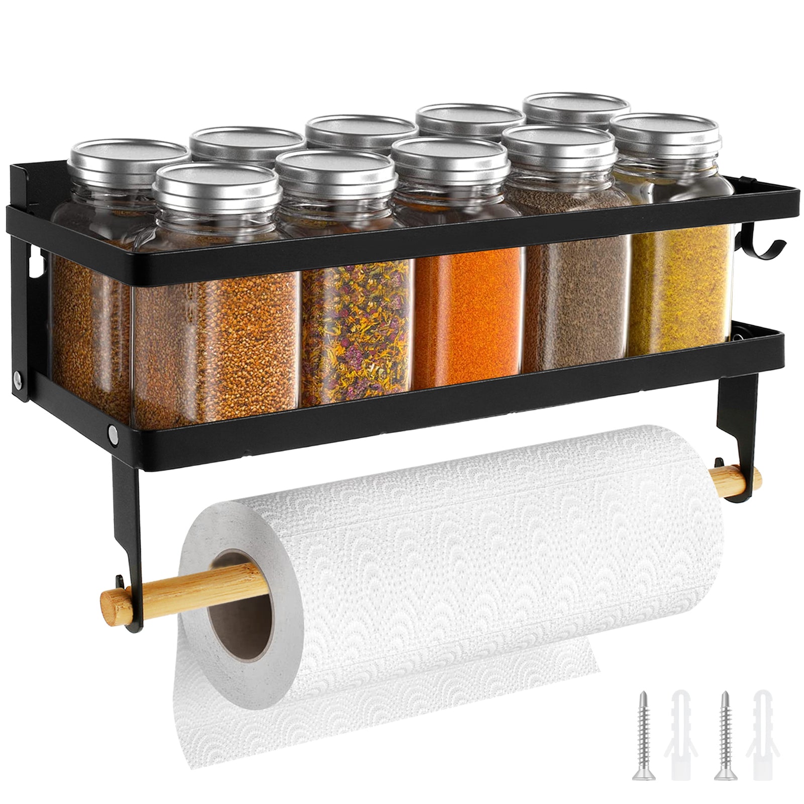 Magnetic Spice Rack & Paper Towel Holder for Kitchen Space Saving