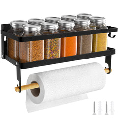 Magnetic Spice Rack & Paper Towel Holder for Kitchen Space Saving