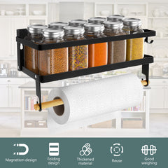 Magnetic Spice Rack & Paper Towel Holder for Kitchen Space Saving