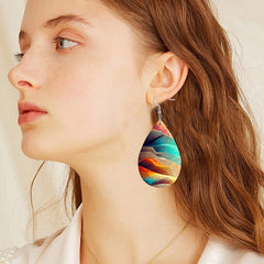 Colorful Mountain Teardrop Dangle Earrings Boho Style