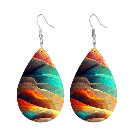 Colorful Mountain Teardrop Dangle Earrings Boho Style