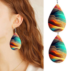 Colorful Mountain Teardrop Dangle Earrings Boho Style
