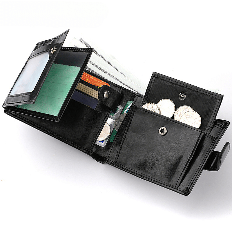 Men's Short Horizontal Wallet Retro Buckle Multifunctional Change Money Bag
