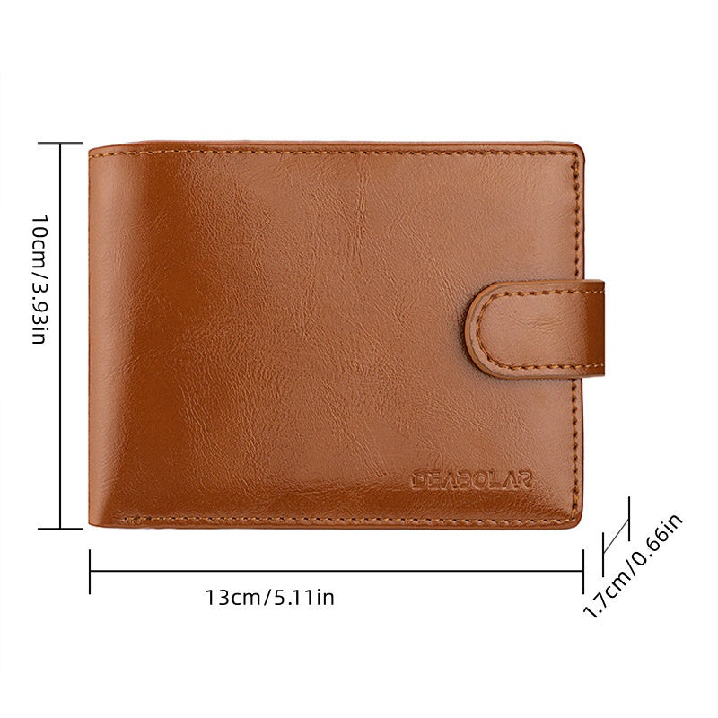 Men's Short Horizontal Wallet Retro Buckle Multifunctional Change Money Bag