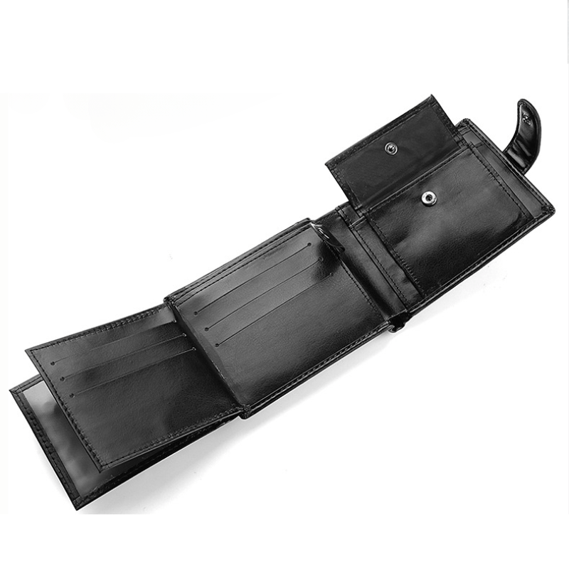 Men's Short Horizontal Wallet Retro Buckle Multifunctional Change Money Bag