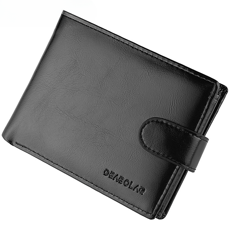 Men's Short Horizontal Wallet Retro Buckle Multifunctional Change Money Bag