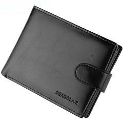 Men's Short Horizontal Wallet Retro Buckle Multifunctional Change Money Bag