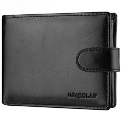Men's Short Horizontal Wallet Retro Buckle Multifunctional Change Money Bag
