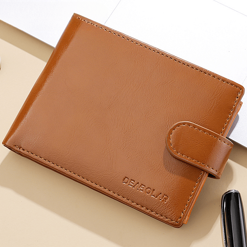 Men's Short Horizontal Wallet Retro Buckle Multifunctional Change Money Bag