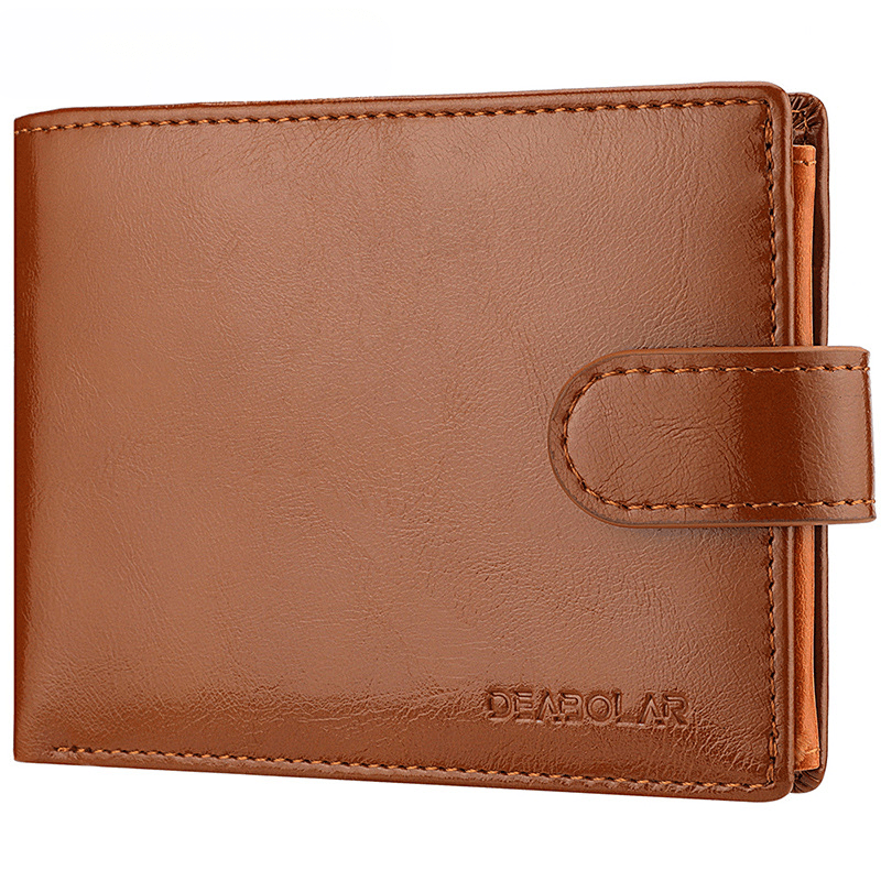 Men's Short Horizontal Wallet Retro Buckle Multifunctional Change Money Bag