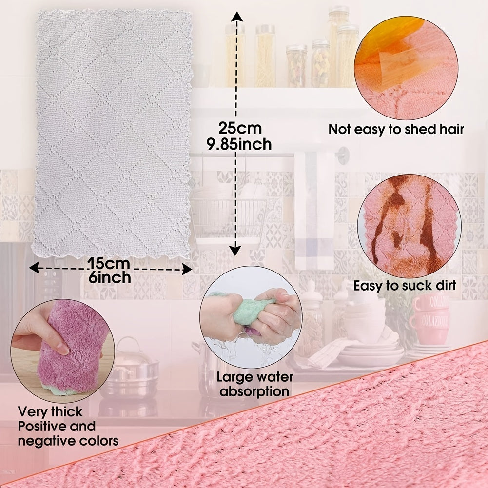 Soft Coral Fleece Dishwashing Cloth with Scouring Pad