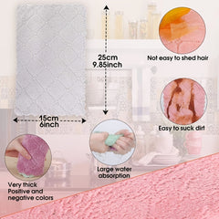 Soft Coral Fleece Dishwashing Cloth with Scouring Pad