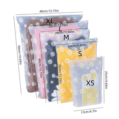 10pcs Daisy Pattern Zipper Storage Bag Transparent Clothing Packaging