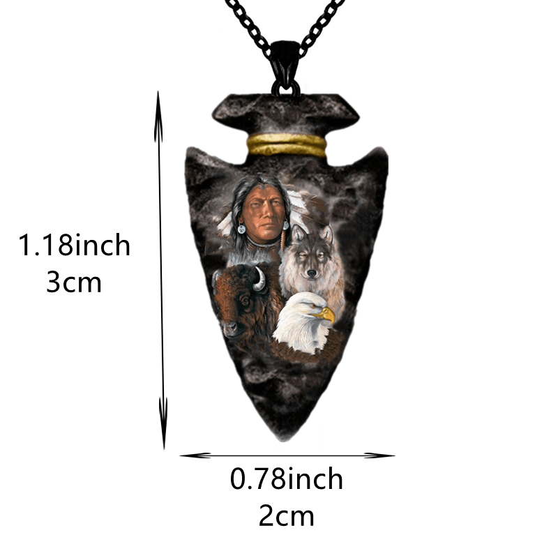 Indian Animal Necklace Geometric Triangle Pendant Punk Hip Hop Necklace