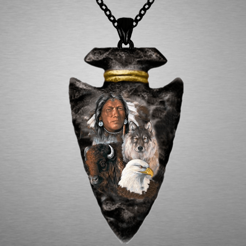 Indian Animal Necklace Geometric Triangle Pendant Punk Hip Hop Necklace