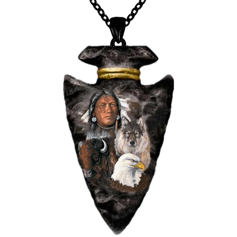 Indian Animal Necklace Geometric Triangle Pendant Punk Hip Hop Necklace