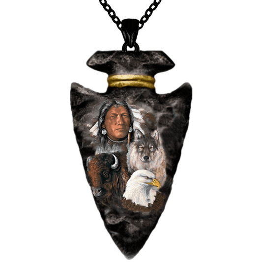 Indian Animal Necklace Geometric Triangle Pendant Punk Hip Hop Necklace