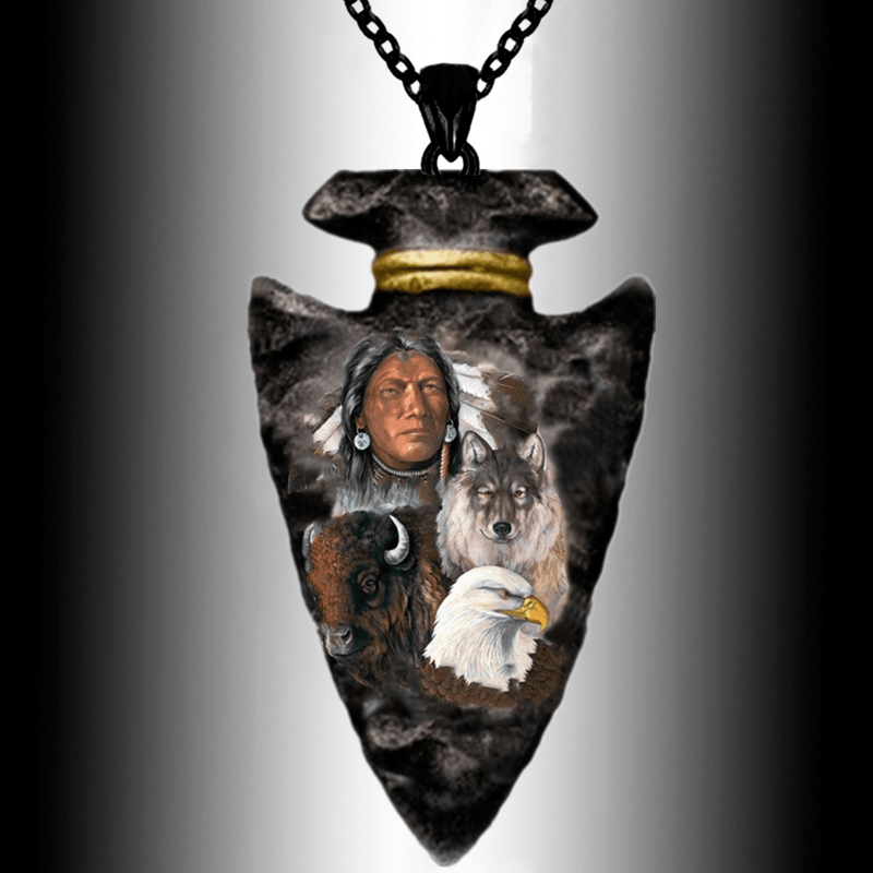 Indian Animal Necklace Geometric Triangle Pendant Punk Hip Hop Necklace