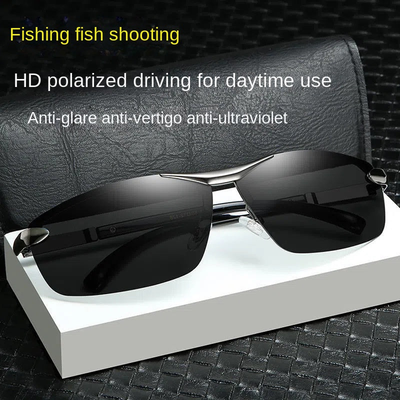 Men's Driving Sunglasses Anti Polarized Fishing Glasses With Zipper Case