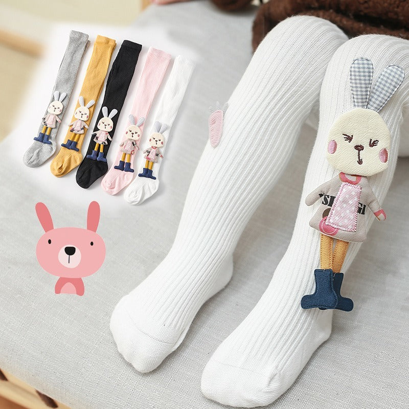 Comfy 3D Rabbit Baby Girl Tights for Autumn & Winter