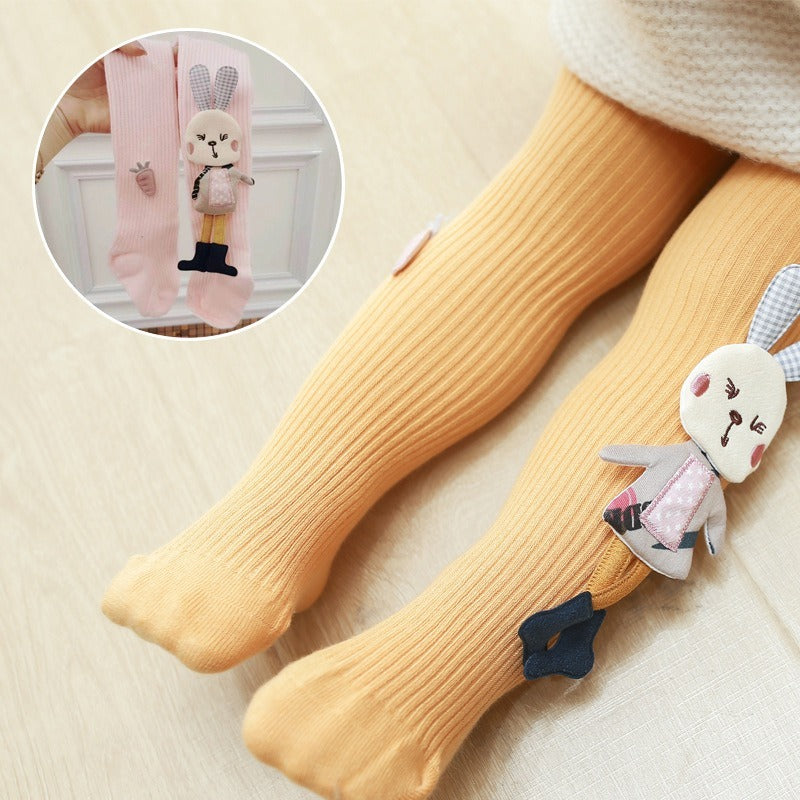 Comfy 3D Rabbit Baby Girl Tights for Autumn & Winter