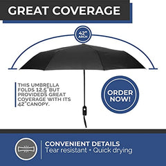 Windproof Coated Travel Umbrella Auto Open Close Stylish Lightweight