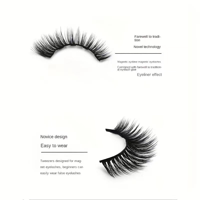 3 Pairs Magnetic Eyelash Kit with Applicator Eyeliners