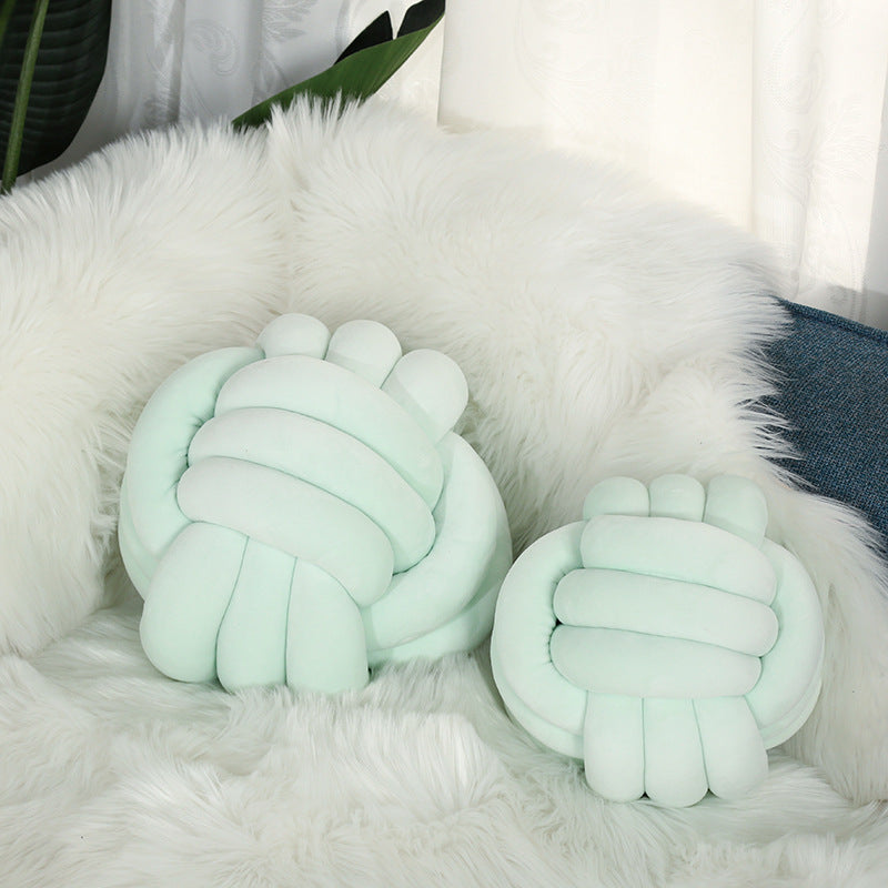 Hand Woven Three Strand Rope Round Pillow