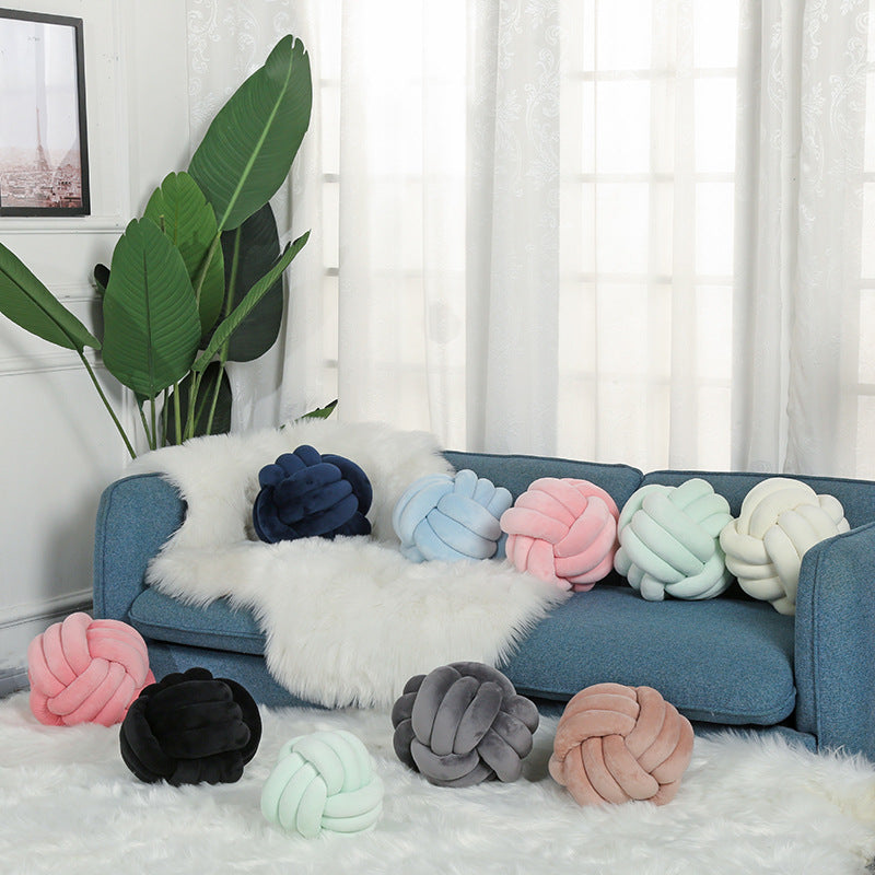 Hand Woven Three Strand Rope Round Pillow