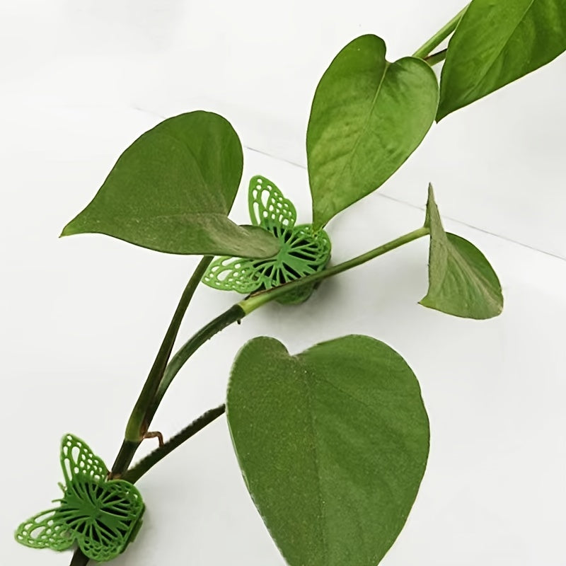 10pcs Green Butterfly Clips for Vines & Climbing Plants, Self Adhesive Plant Cli