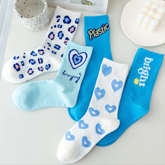 5 Pairs Women's Mixed Pattern Mid Tube Socks