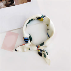 Polka Dot Print Square Scarf Solid Satin Bandana Neckerchief Women Silk Head Wra