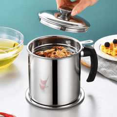 Stainless Steel Strainer Pot Residue Filter Oiler For Home Use