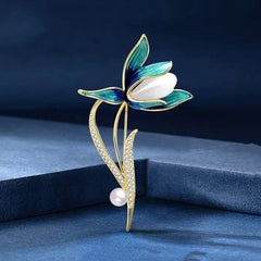 Magnolia Flower Brooch For Men Pearl Brooch Temperament Corsage
