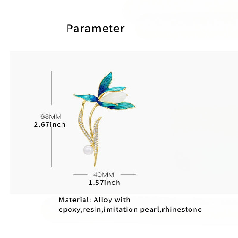 Magnolia Flower Brooch For Men Pearl Brooch Temperament Corsage