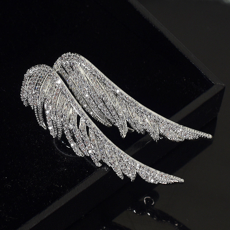 Angel's Wings Feather Brooch For Men Versatile Match Jewelry Suit Coat Pin