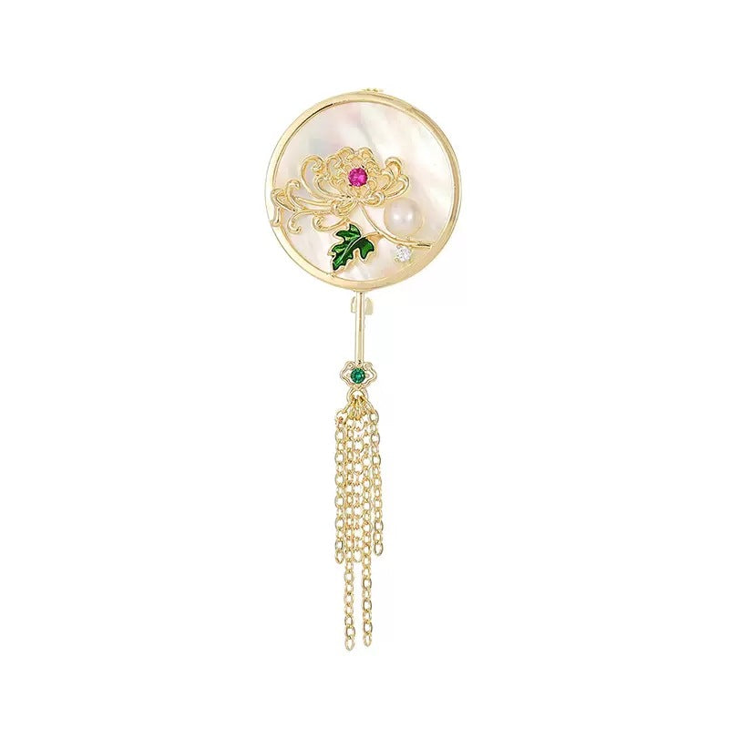 Vintage Men's Retro Brooch with Tassel Palace Antique Pin