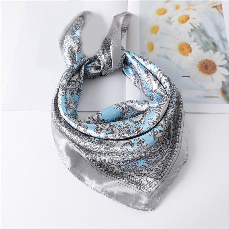 Paisley Print Square Scarf Satin Bandana Head Wrap Necktie Women Silk