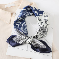 Paisley Print Square Scarf Satin Bandana Head Wrap Necktie Women Silk