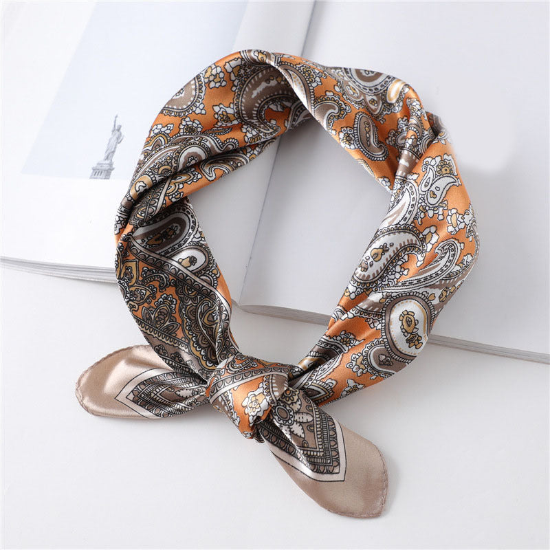 Paisley Print Square Scarf Satin Bandana Head Wrap Necktie Women Silk