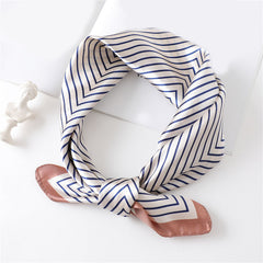 Stripe Print Square Scarf Satin Bandana Neckerchief Women Silk Head Wrap